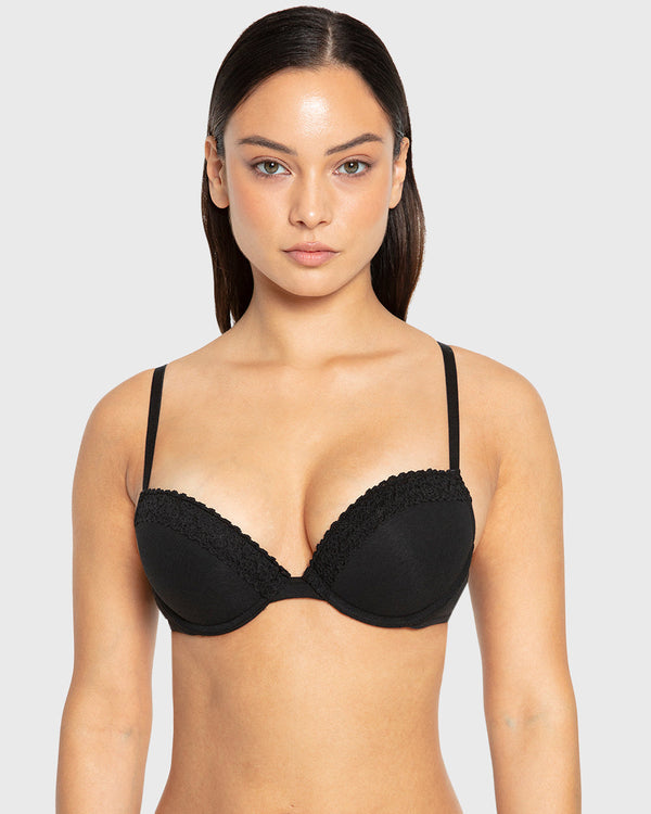 Rx Pu Pl Fit Update - Ctn With Cozy Trim Tuxedo Black / 34B