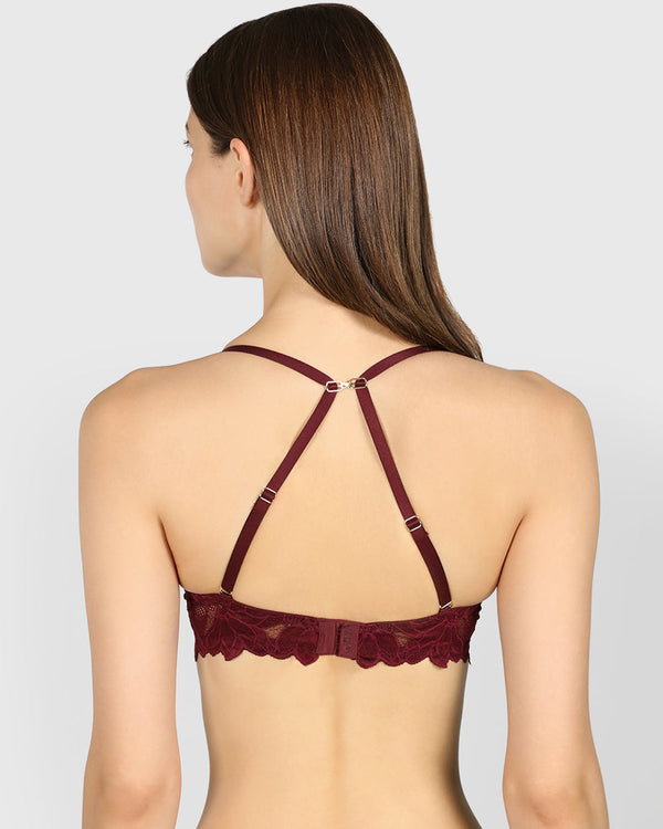 La Senza Double Pushup Plunge Bra Dark Red / 34B