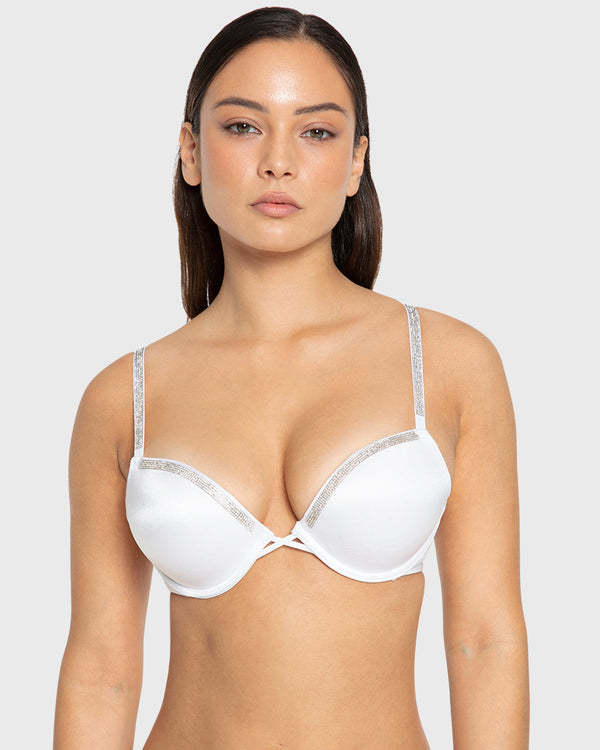 Hs Pu Pl Bc Smooth W Rhinestone Tape Designer White / 34B