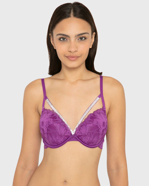 Hs Pu Pl Bc Ao Lavish Lc W Rhinestone Bondage Sparkling Grape / 34B