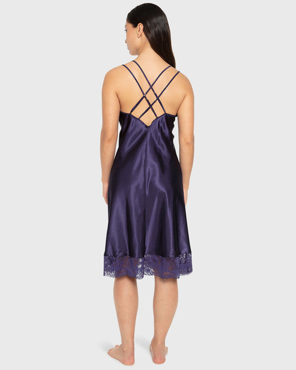 Slip Mid Length Satin W Lavish Lc And Strappy Celestial Sky / M