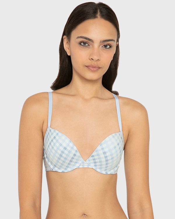 La Senza Smooth Comfort High Leg Bikini Panty in Tuxedo Black Breezy Gingham / 34B