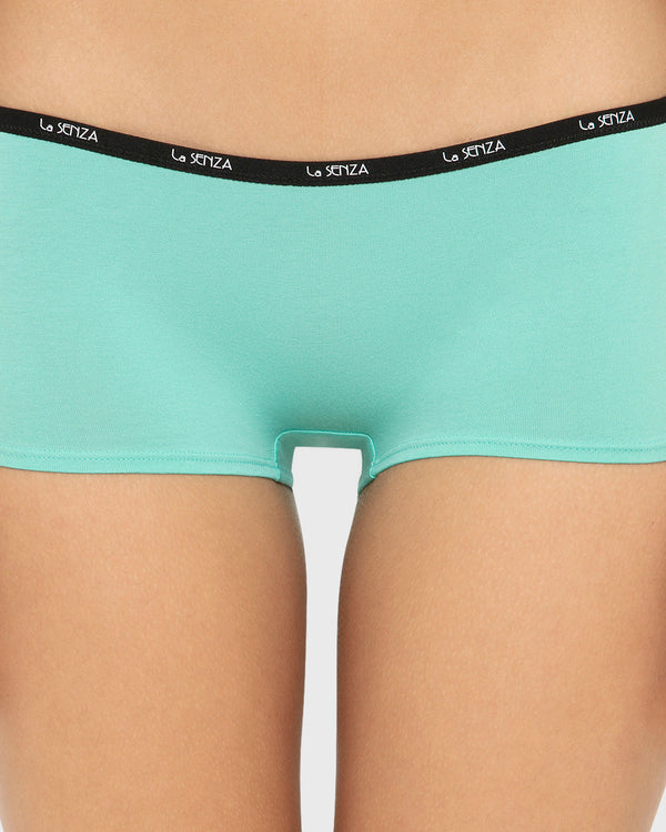 Essentials Boyshort Cotton - Skinny Logo Pool Blue With Tuxedo Black / M