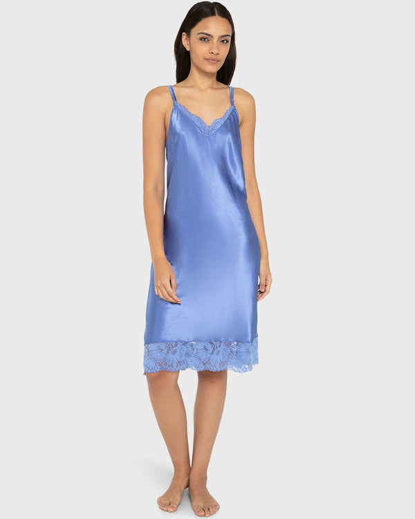 Slip Mid Length Satin W Lavish Lc And Strappy Bk Wedgewood / M