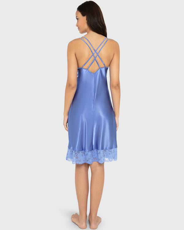 Slip Mid Length Satin W Lavish Lc And Strappy Bk Wedgewood / M
