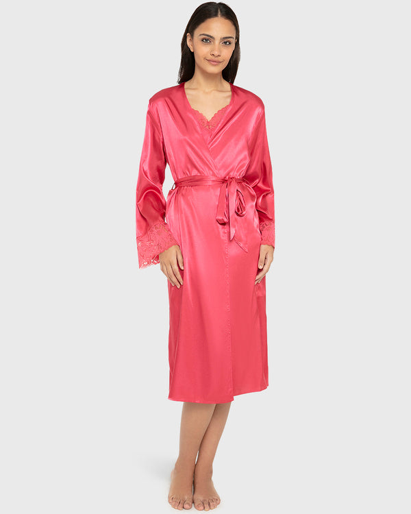 Robe Mid Length Satin W Lavish Lc Party Punch / S-M
