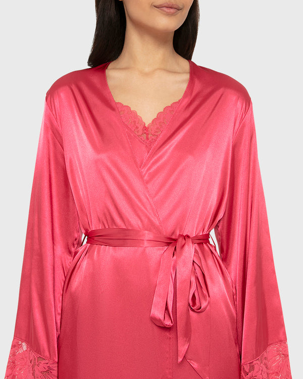 Robe Mid Length Satin W Lavish Lc Party Punch / S-M