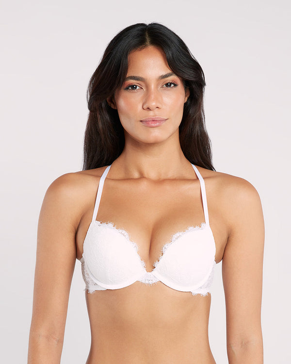 La Senza Sexy Gel Padding Plunge Lace Bra WHITE / 34B