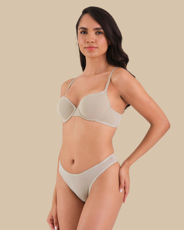 ESSENTIALS SCOOP THONG COTTON - SKINNY LOGO Beige / S