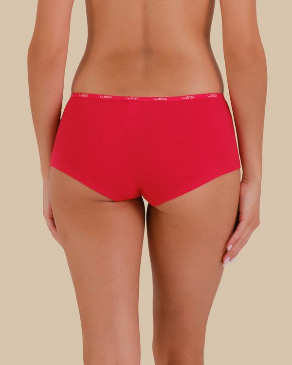 ESSENTIALS BOYSHORT COTTON - SKINNY LOGO COSMO RED / M