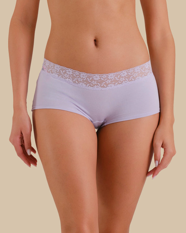 ESSENTIALS BOYSHORT ESSENTIALS 6CM TRIM LAVENDER CAKE / M