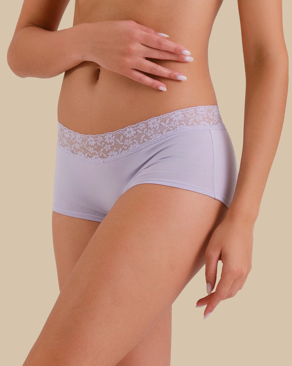 ESSENTIALS BOYSHORT ESSENTIALS 6CM TRIM LAVENDER CAKE / M