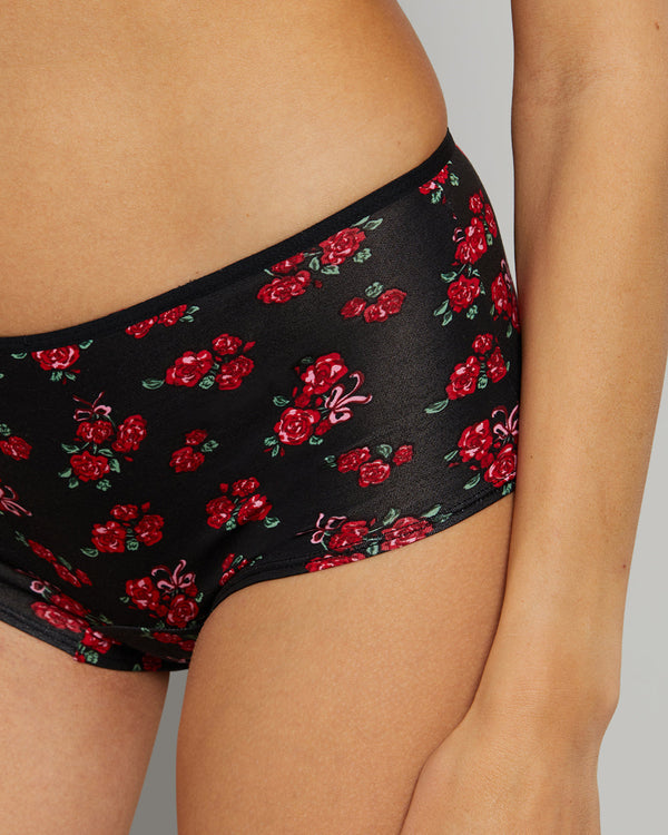 LA SENZA PRINTED BOYSHORT TRENDY ULTRASOFT PANTIES WITH A BOW QT6O / S