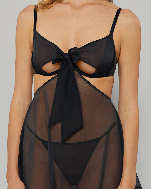 LA SENZA MESH SEXY BABYDOLL LINGERIE Black / S