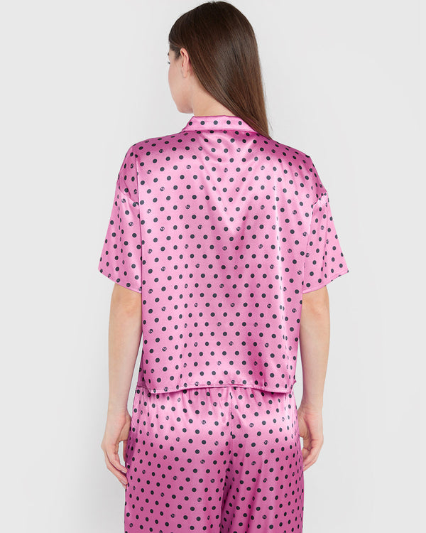 La Senza Sleep Unlined Printed Satin Button Down Top