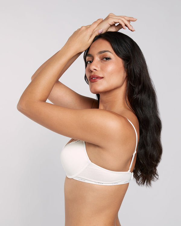 La Senza Lightly Lined Demi Logo Bra Ivory / 34B