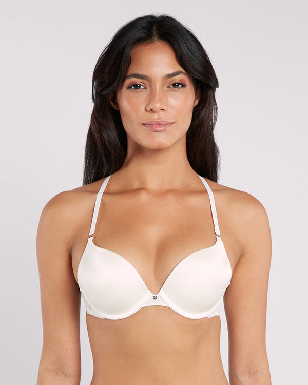 La Senza Hello Sugar Double Push Up Plunge Bra Ivory / 34B