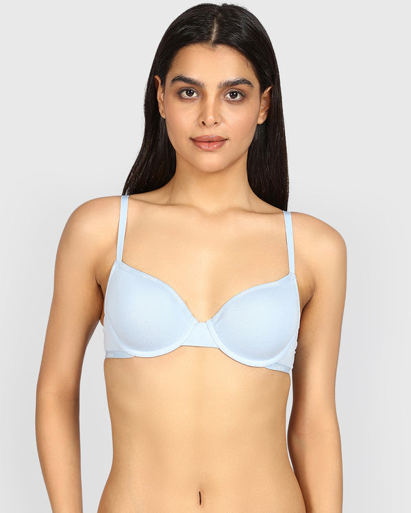 La Senza Remix Lightly Lined Demi Cotton Bra SUBDUED BLUE / 32C