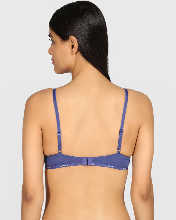 La Senza Remix Pushup Cotton Plunge Bra DUSK BLUE / 34B