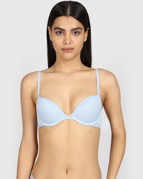 La Senza Remix Pushup Cotton Plunge Bra SUBDUED BLUE / 32C
