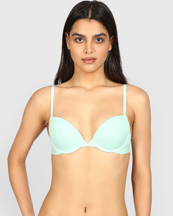 La Senza Remix Pushup Cotton Plunge Bra MIST GREEN / 32C