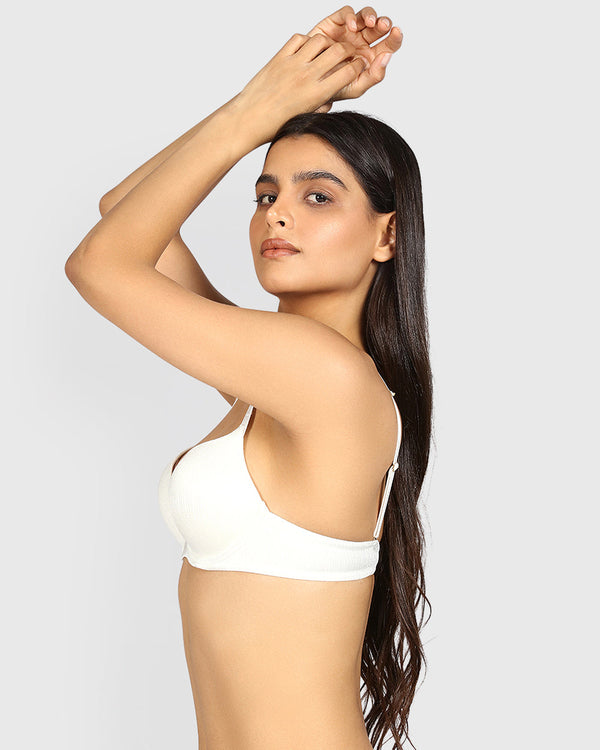 La Senza Hello Sugar Double Pushup Plunge Bra IVORY / 34B