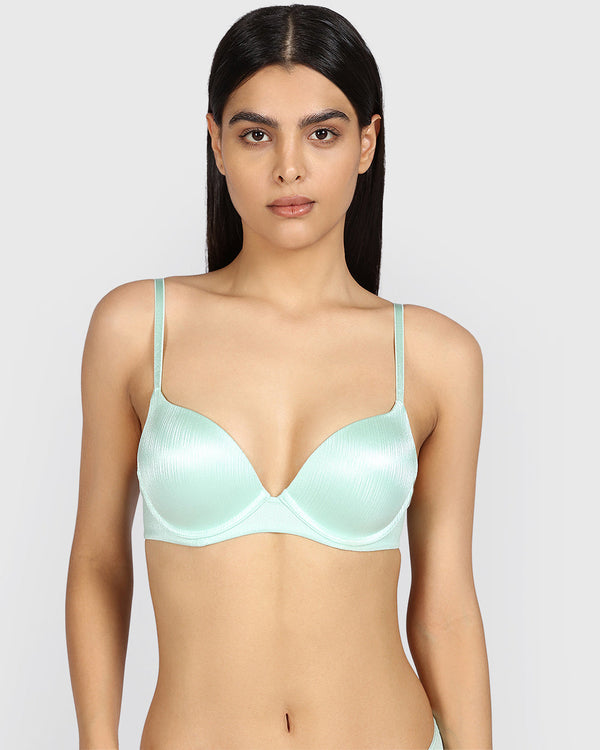 La Senza Hello Sugar Double Pushup Plunge Bra MIST GREEN / 34B