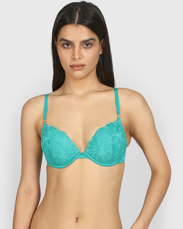 La Senza Hello Sugar Plunge Double Pushup Bra AQUATIC AWE / 34B