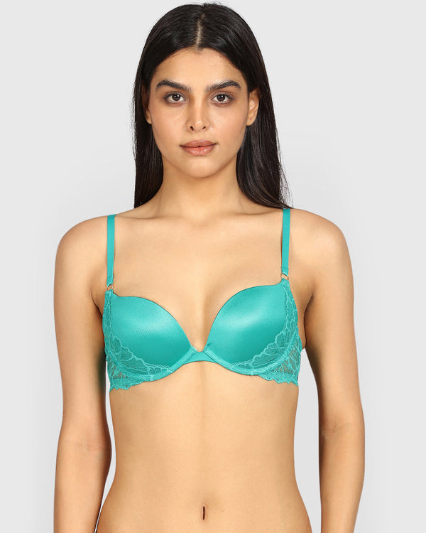 La Senza Beyond Sexy Plunge Gel Padding Micro Bra AQUATIC AWE / 34B