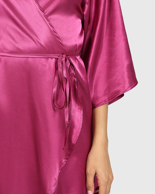 La Senza Sexy Sleep Satin Robe Lingerie ELECTRIC ROUGE / S/M