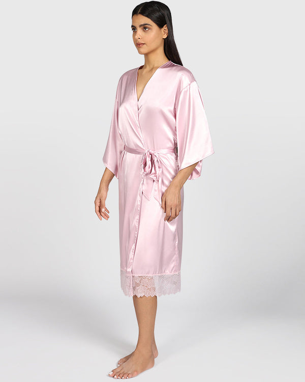 La Senza Sexy Sleep Satin Robe Lingerie ICED LILAC / S/M