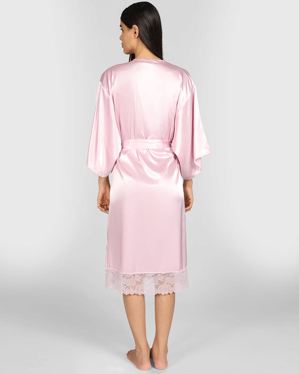 La Senza Sexy Sleep Satin Robe Lingerie ICED LILAC / S/M