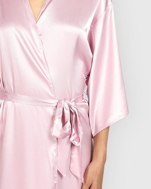 La Senza Sexy Sleep Satin Robe Lingerie ICED LILAC / S/M