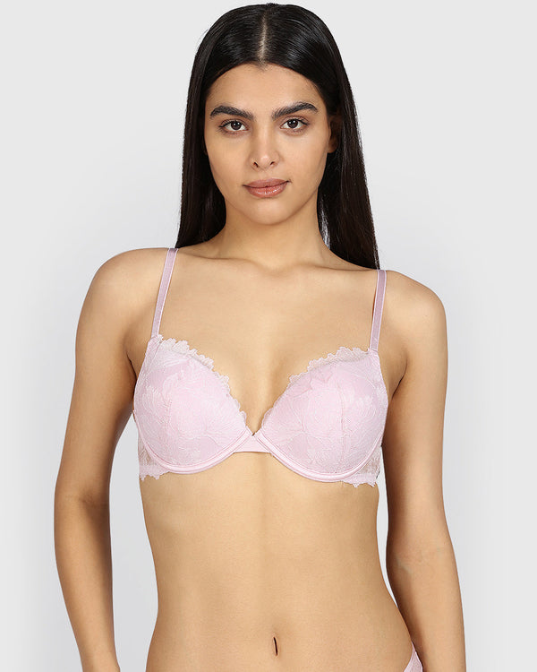 La Senza Hello Sugar Lace Plunge Double Pushup Bra ICED LILAC / 34B
