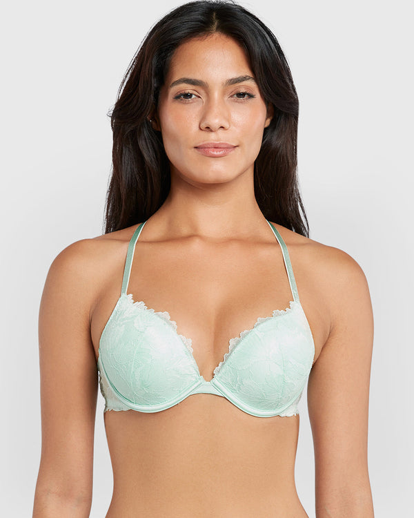 La Senza Hello Sugar Double Pushup Plunge Bra Green / 34B