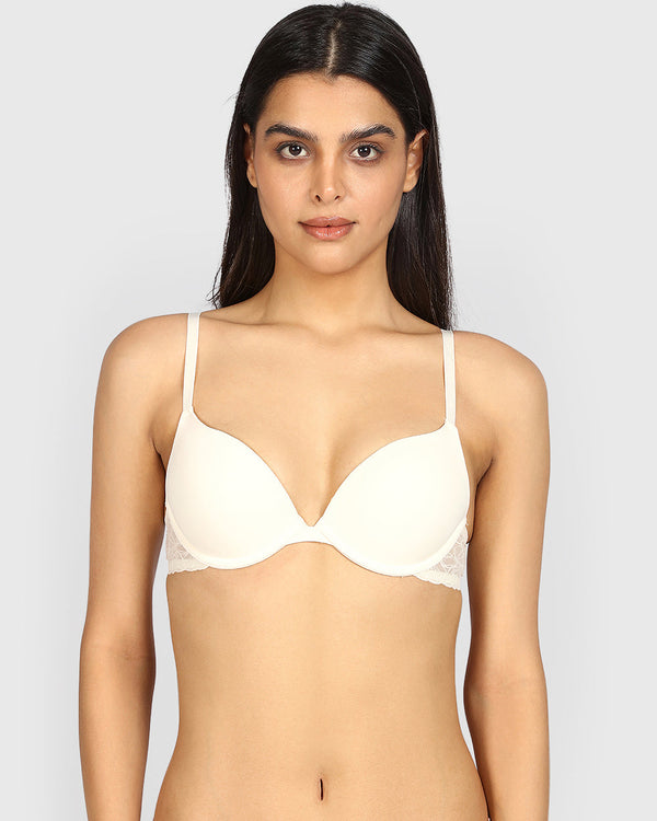 La Senza Obsession Plunge Bra  Light Push Up Micro PEARLED IVORY / 34B