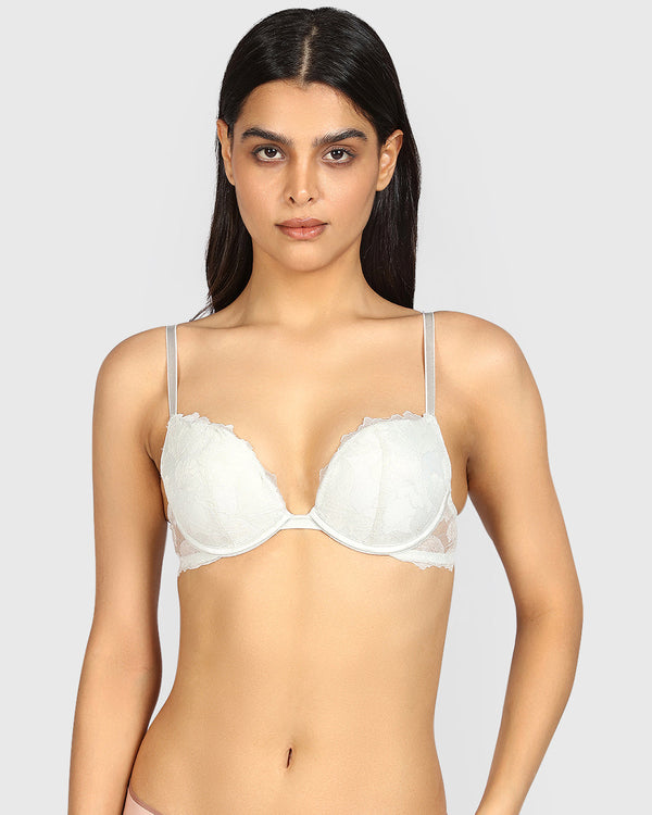 La Senza Beyond Sexy Plunge Gel Padding Bra DAWN BLUE / 34B