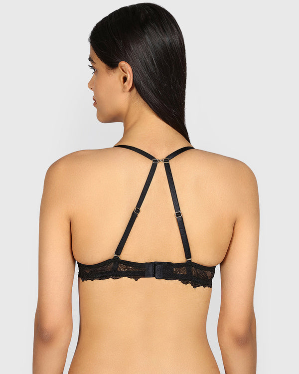 La Senza Beyond Sexy Plunge Gel Padding Micro Bra TUXEDO BLACK / 34B