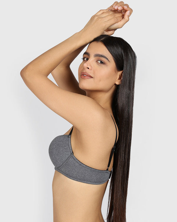 La Senza Remix Plunge Pushup Heather Bra TUXEDO HTR / 34B