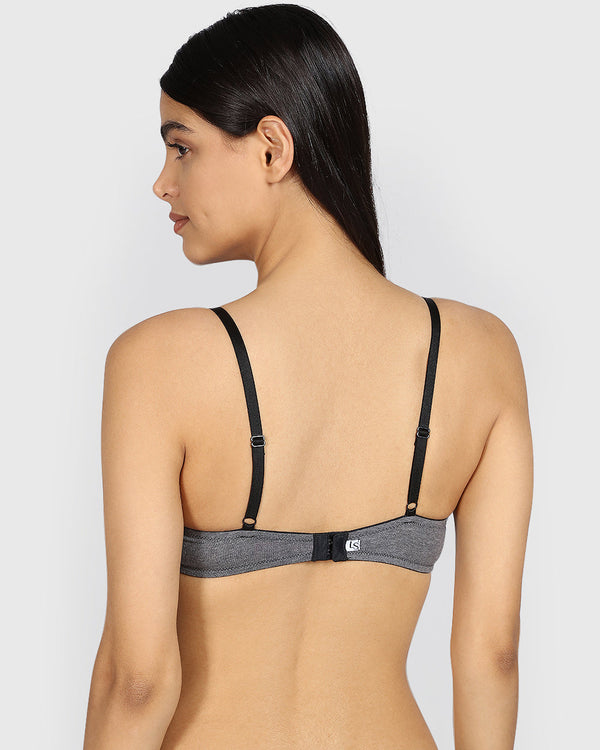 La Senza Remix Plunge Pushup Heather Bra TUXEDO HTR / 34B