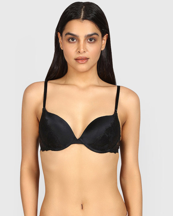 La Senza Hello Sugar Plunge Double Pushup Bra TUXEDO BLACK / 34B