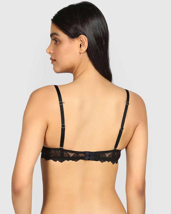 La Senza Hello Sugar Plunge Double Pushup Bra TUXEDO BLACK / 34B