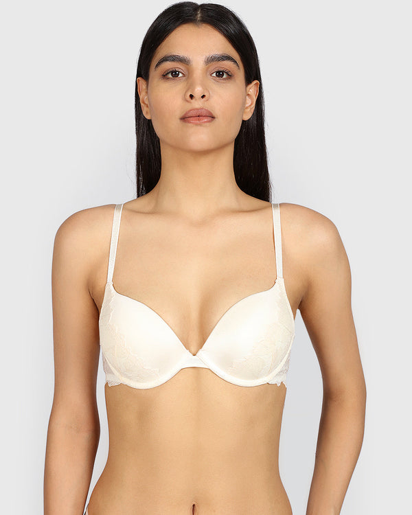 La Senza Hello Sugar Plunge Double Pushup Bra PEARLED IVORY / 34B