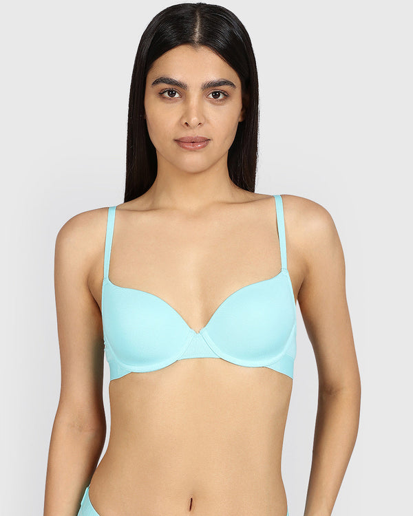 La Senza Remix Lightly Lined Demi Cotton Bra AQUA SPLASH / 34B