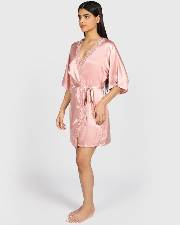 La Senza Sexy Sleep Satin Robe ROYAL PINK / S/M