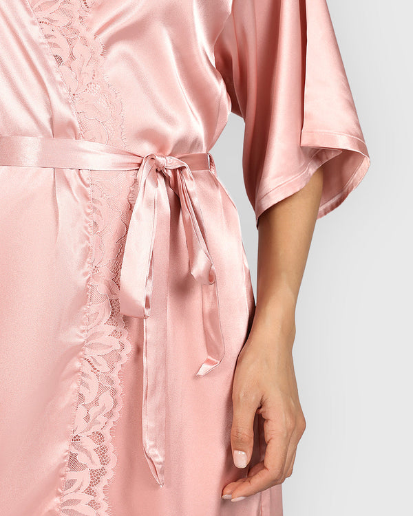 La Senza Sexy Sleep Satin Robe ROYAL PINK / S/M