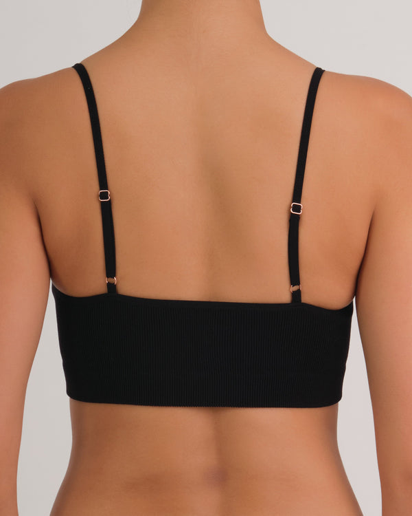 Boho Rib Non Padded Crop BLACK / MED