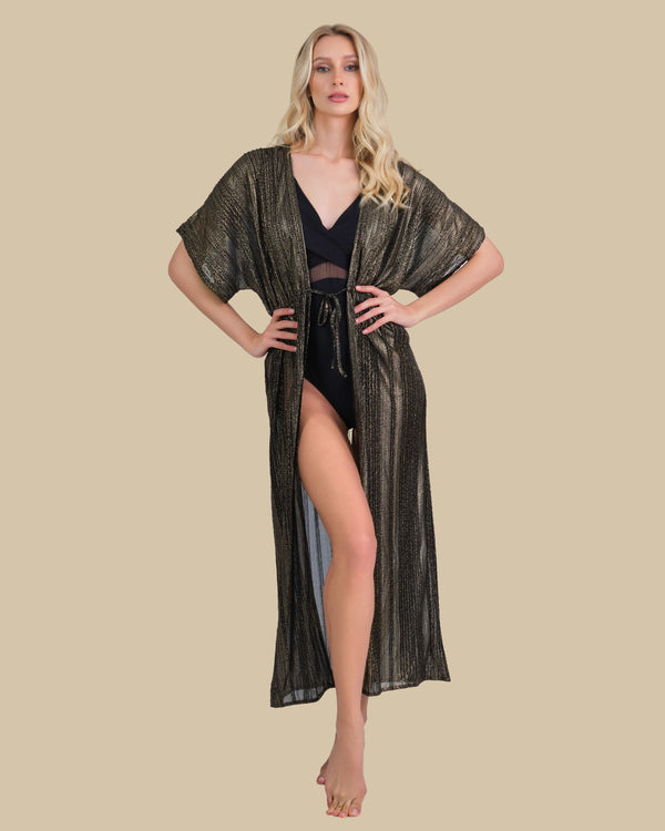 Isla & Evie Metallic Maxi Kaftan