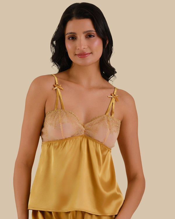 GOLDEN NIGHTS CAMI TOPS GOLD-LSI / S