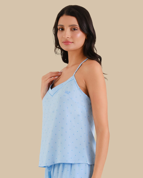 WOMEN'S CAMI WITH SHORT SET BLUE POLKA DOT / S